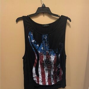 Deb Black Tank Top with Guitar Graphic